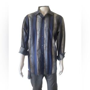 BUGATCHI Flip Cuff BUTTON UP DRESS /CASUAL SHIRT Size XL 100% Cotton